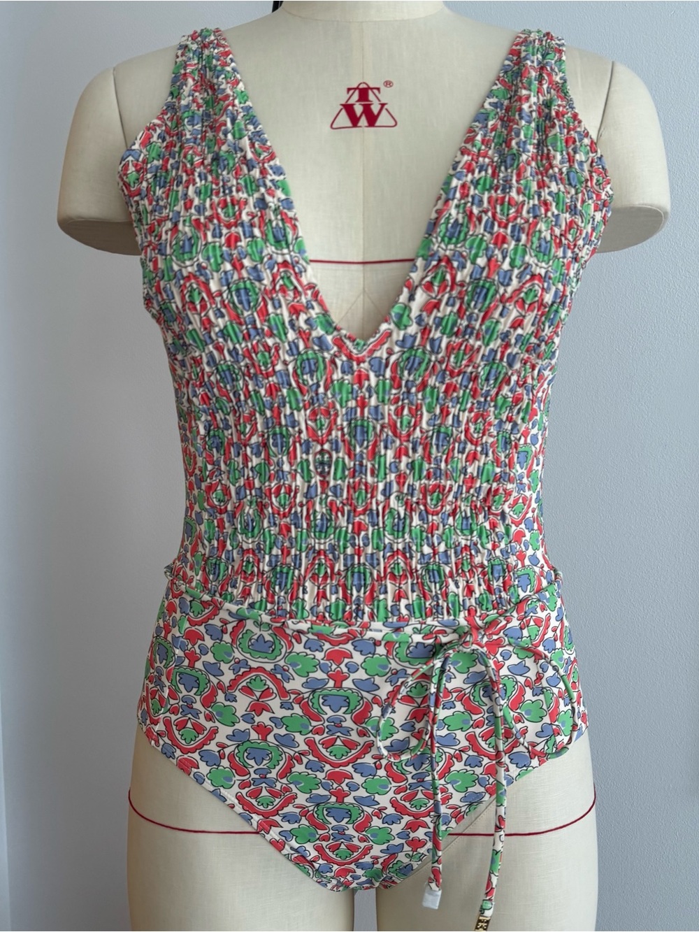 Tory Burch NWT Costa Printed Plunge One-Piece in Legacy Paisley Print size L